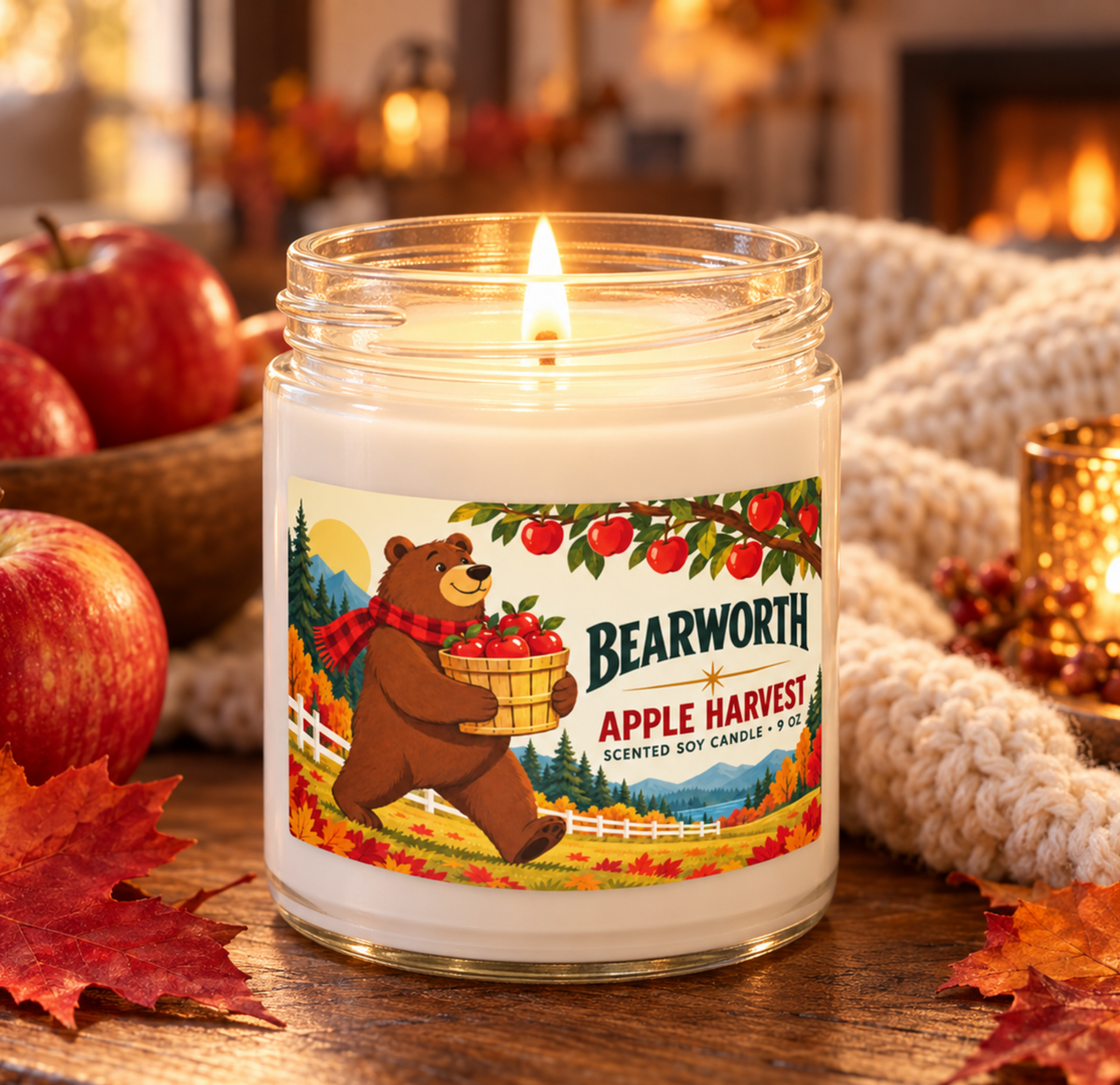 Bearworth Apple Harvest Candle, 9 oz
