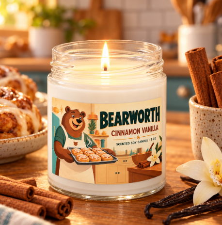 Bearworth Cinnamon Vanilla Candle, 9 oz