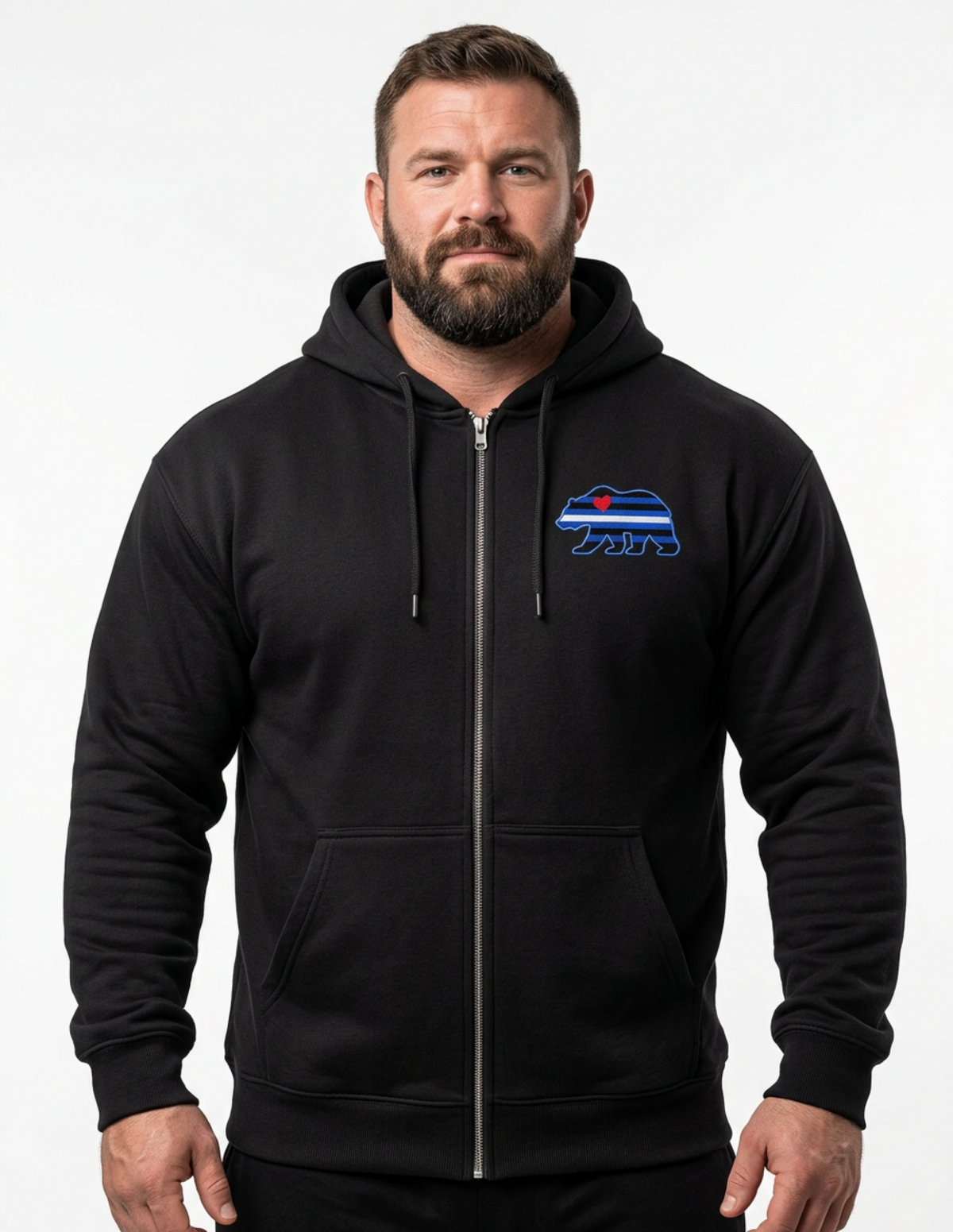 BEARWORTH Leather Pride Bear Zip-Up Hoodie