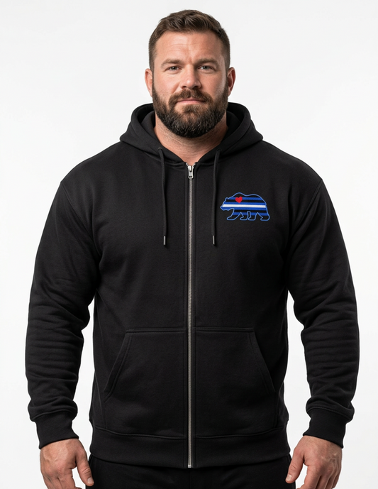 BEARWORTH Leather Pride Bear Zip-Up Hoodie