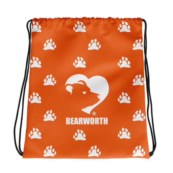 Bear Paws (Orange) Drawstring Bag