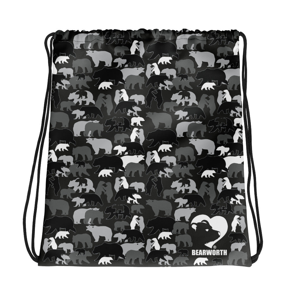Gray Camo Bears Drawstring Bag